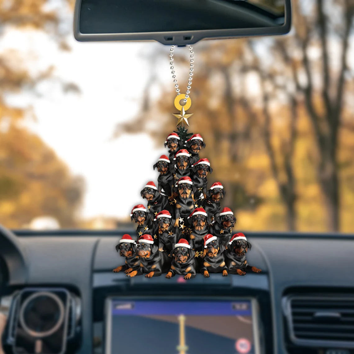 Rottweiler Dog Christmas Tree Ornament, Rottweiler Dog Rearview Mirror Car Ornament Decor