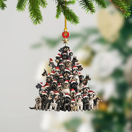 Miniature Schnauzer Dog Christmas Tree Ornament, Miniature Schnauzer Dog Car Ornament Decor