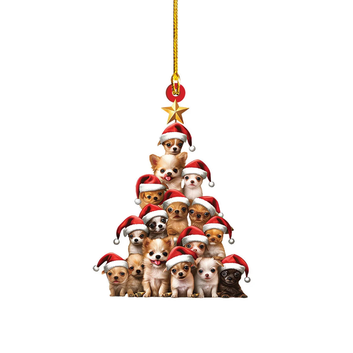 Chihuahua Dog Christmas Tree Ornament, Chihuahua Dog Rearview Mirror Car Ornament Decor