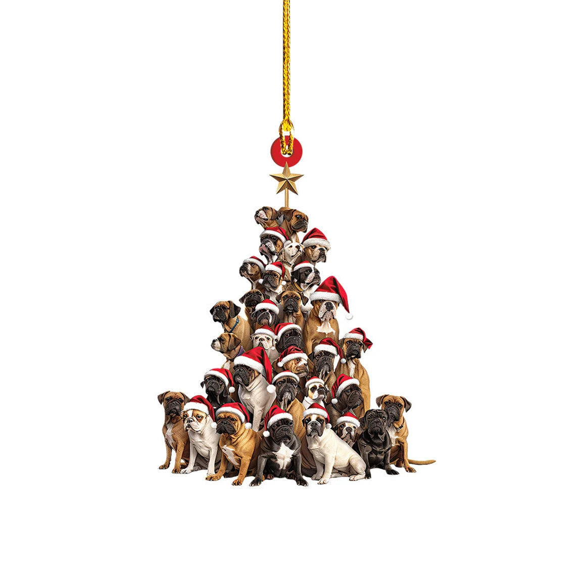 Boxer Dog Christmas Tree Ornament, Boxer Dog Rearview Mirror Car Ornament, Boxer Dog Ornament