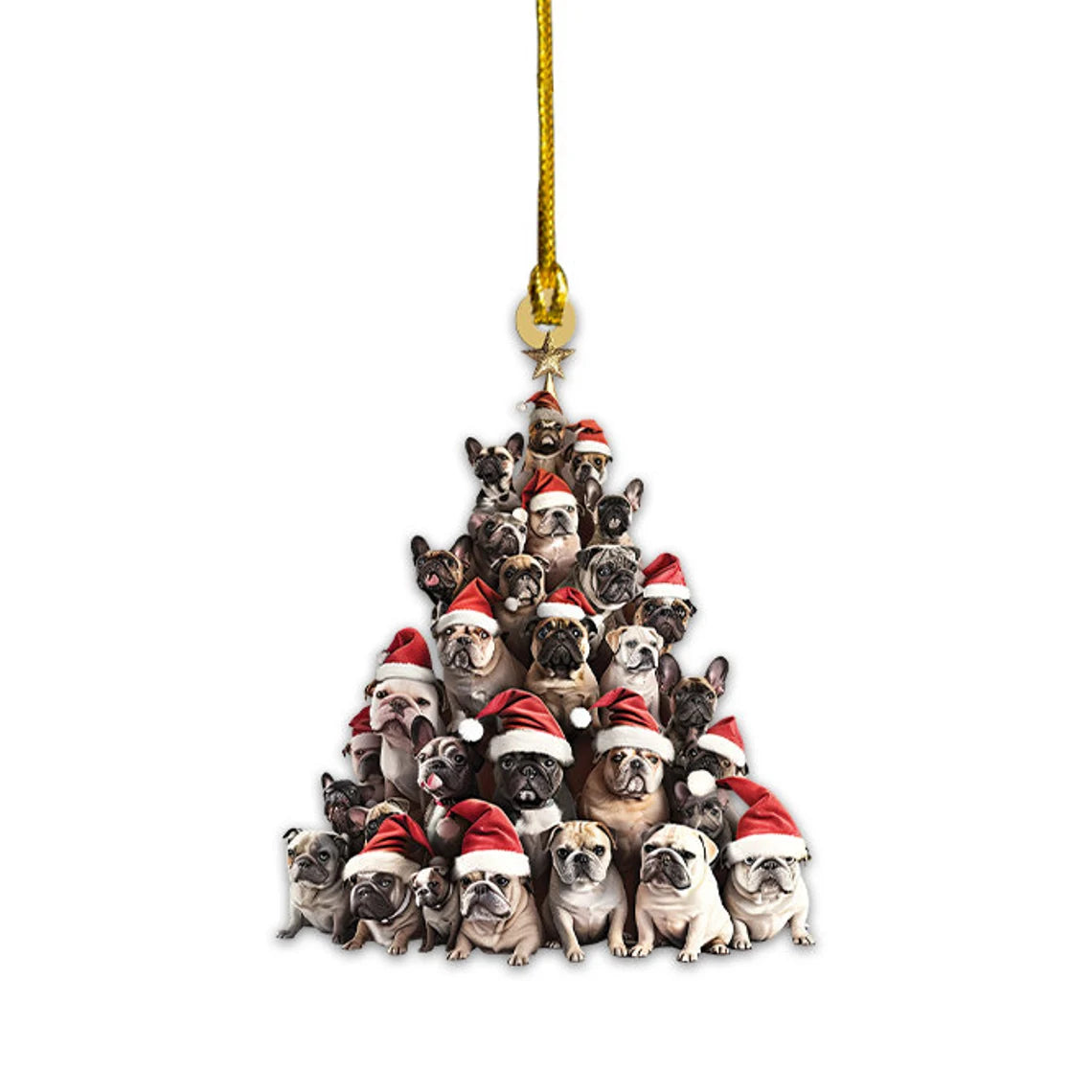 French Bulldog Christmas Tree Ornament, French Bulldog Rearview Mirror Car Ornament Decor