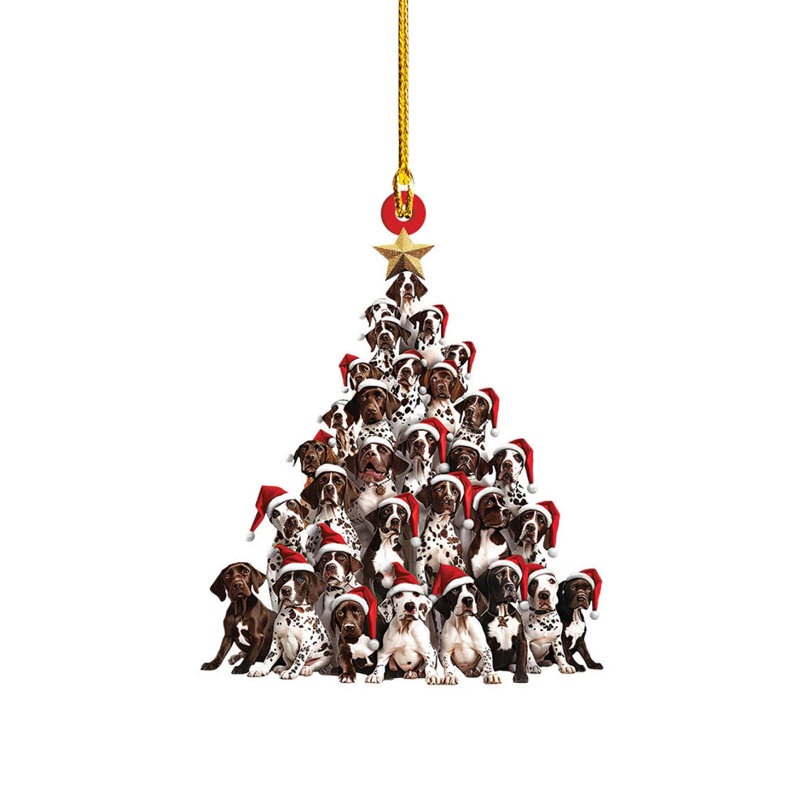 German Shorthaired Pointer Dog Christmas Tree Ornament, GSP Dog Rearview Mirror Car Ornament Decor