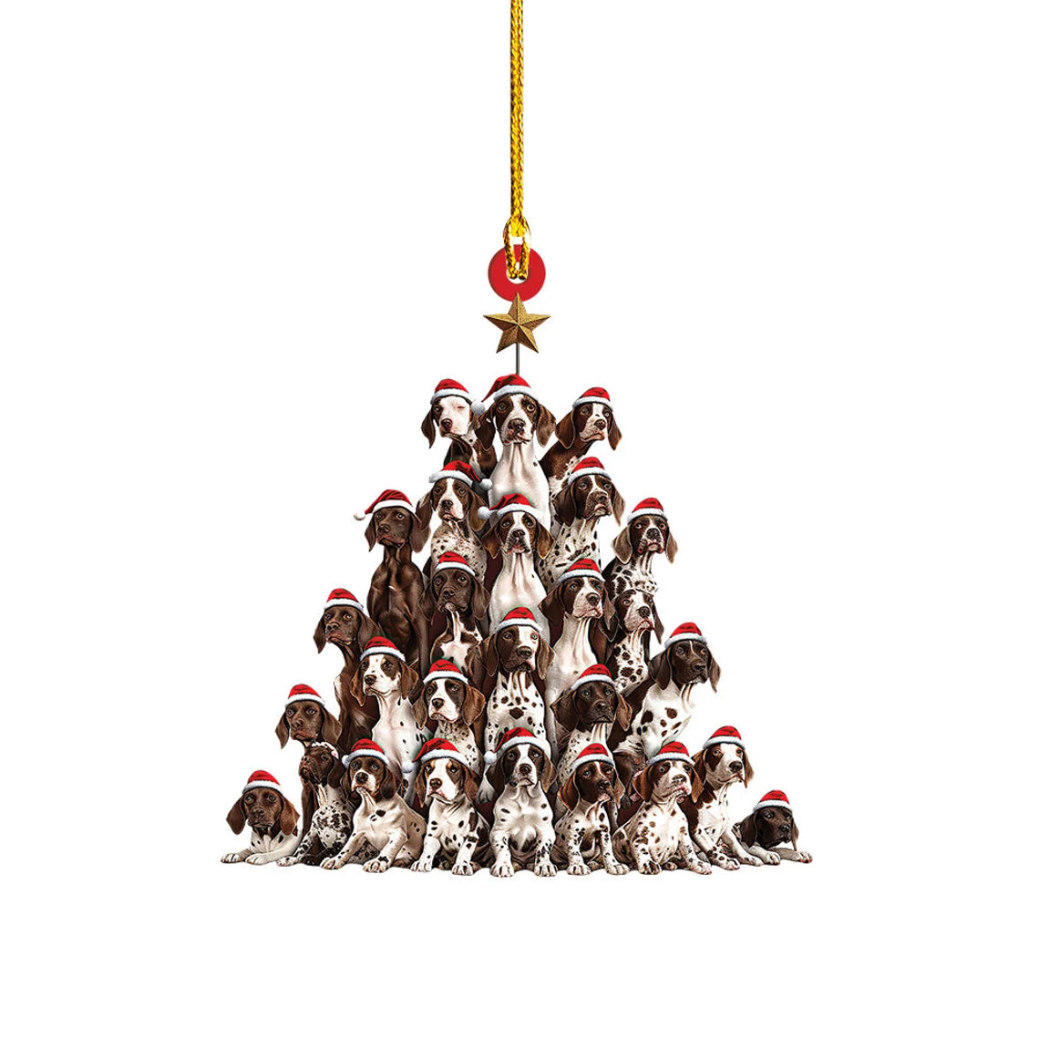 German Shorthaired Pointer Dog Christmas Tree Ornament, GSP Dog Rearview Mirror Car Ornament Decor