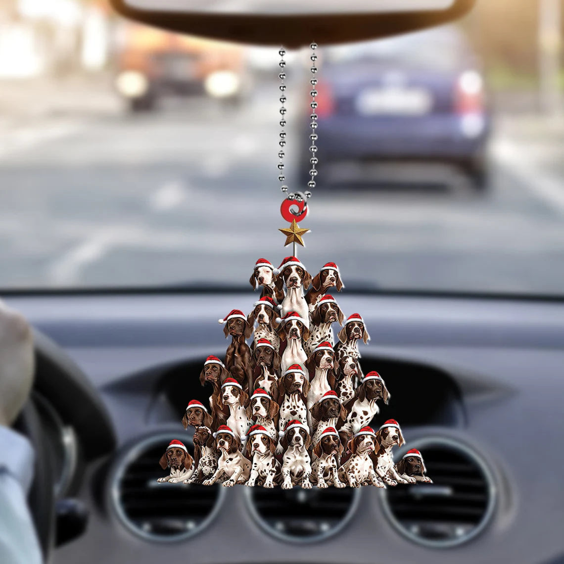 German Shorthaired Pointer Dog Christmas Tree Ornament, GSP Dog Rearview Mirror Car Ornament Decor