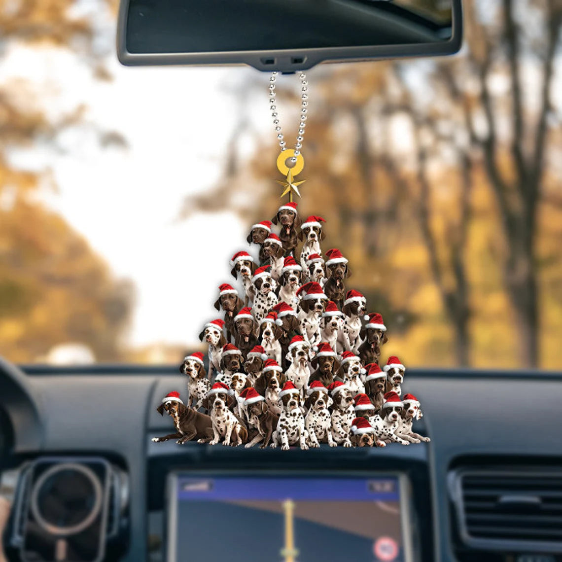 German Shorthaired Pointer Dog Christmas Tree Ornament, GSP Dog Rearview Mirror Car Ornament Decor