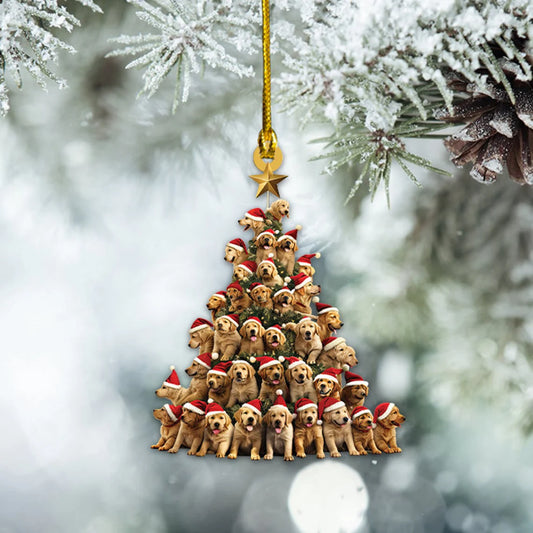 Golden Retriever Dog Christmas Tree Ornament, Golden Retriever Dog Car Ornament Decor