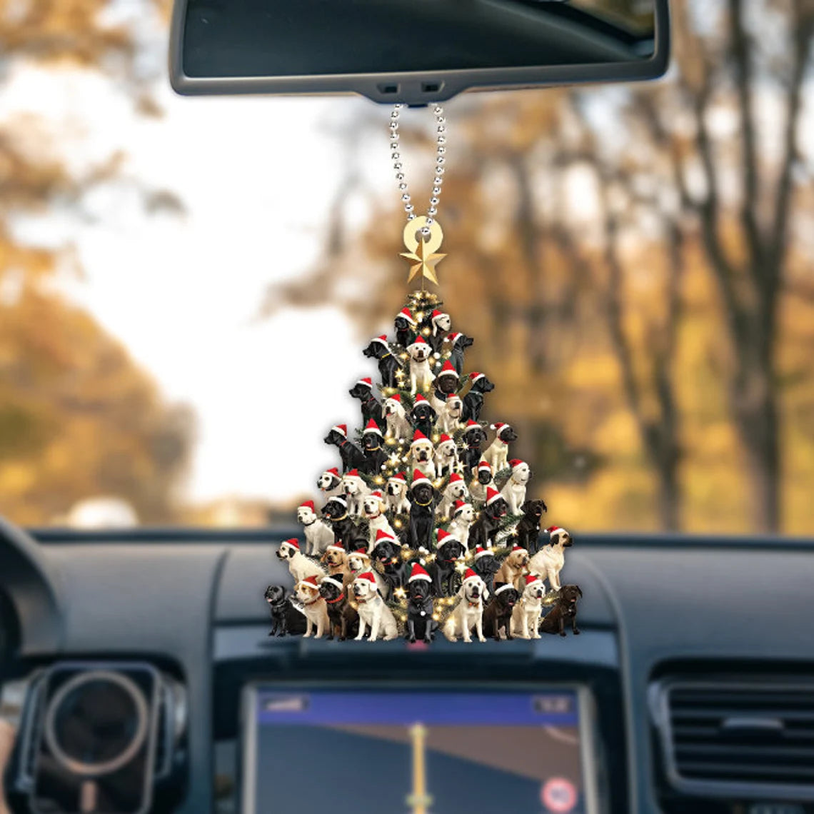 Labrador Retriever Dog Christmas Tree Ornament, Labrador Retriever Dog Car Ornament Decor