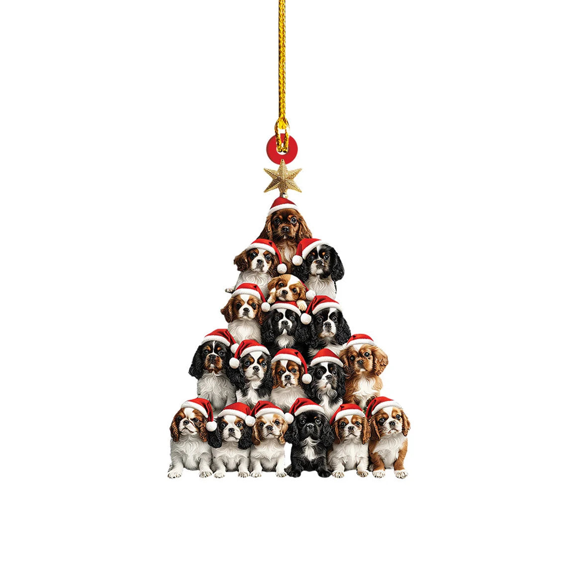 Cavalier King Charles Spaniel Dog Christmas Tree Ornament, Cavaliers Dog Car Ornament Decor