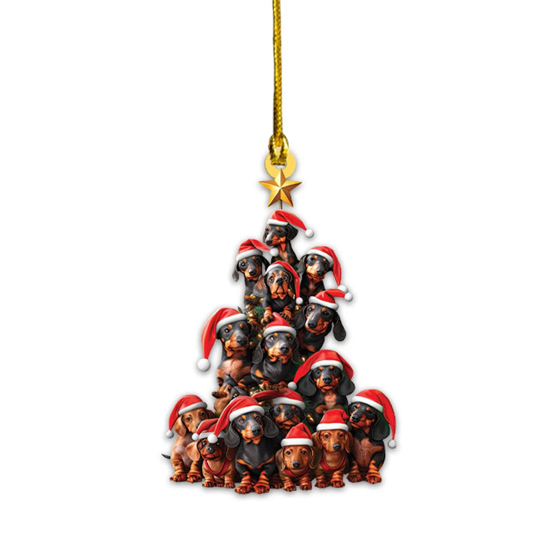 Dachshund Dog Christmas Tree Ornament, Dachshund Dog Rearview Mirror Car Ornament Decor